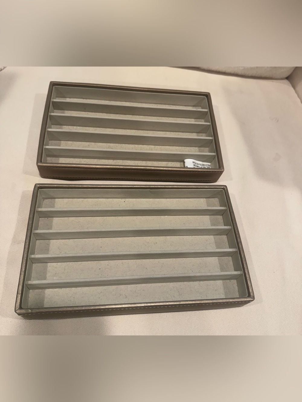 Leather-Trim Gray Jewelry Organizer Tray - Unbranded